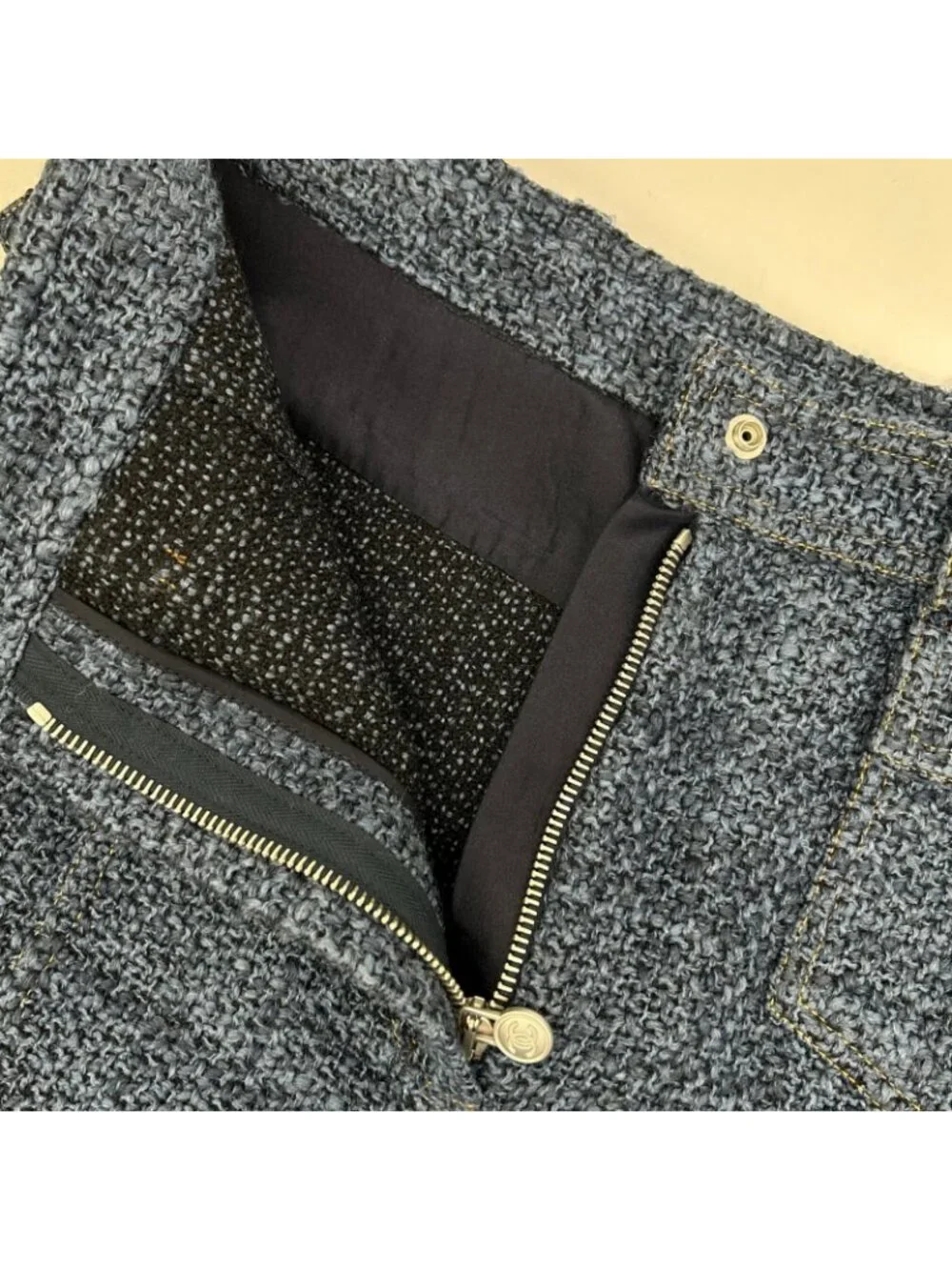 Chanel Denim Tweed Skirt 36